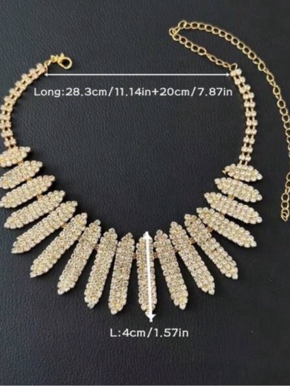 Gold Crystal Statement Collar Necklace - Picture 3 of 3
